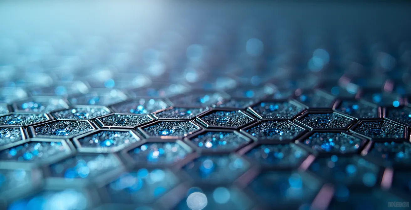 Extreme close-up of hydrogen fuel cell membrane texture